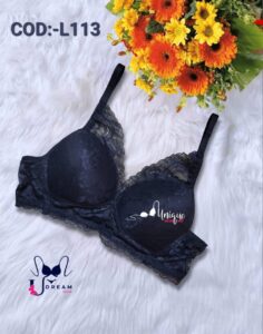 Girls Padded Bra Black Lace COD:-L113