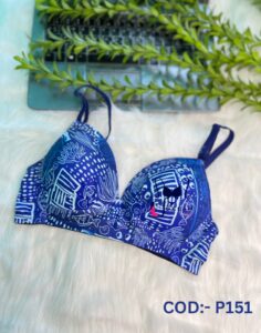 Soft Comfortable Foam Blue Print Pad Bra COD:-P151