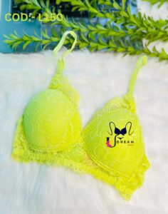 Girls Padded Bra Lime Green Colour Lace COD:-L150