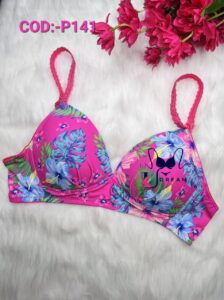 Soft Comfortable Foam Pink And Sky Blue Print Pad Bra COD:-P141