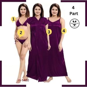 High Quality Fabric Purple 4-Part Nighty